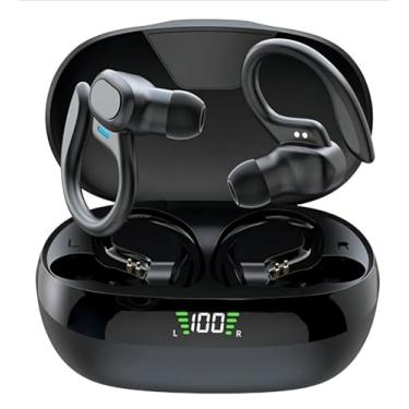 Imagem de Fone de Ouvido Sem fio TWS Ganchos TAT1 na Cor Preto, com Bluetooth 5.3, Microfone, Tecnologia IPX6, Ergonômico Esportivo até 32 horas de reprodução, Monitor Bateria