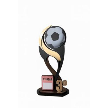 Imagem de Troféu Futebol 3o Lugar Resistente Premium com alto acabamento 35cm Mdf/acrílico Bronze