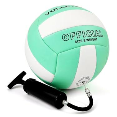 Imagem de UERMAPTE Voleibol tamanho 5 verde macio PU mais espesso à prova d'água anti-explosão jogo de treinamento interno ao ar livre areia praia piscina para adolescentes meninas meninos com agulha de bomba