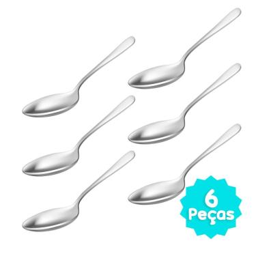 Imagem de Kit 6 Colheres Aço Inox Mesa Sopa Talher Buffet Restaurante