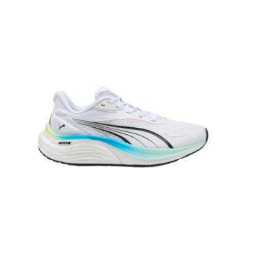 Imagem de PUMA Tênis infantil unissex Electrify Nitro (criança grande), Branco/Mint Melt/Speed Blue, 19