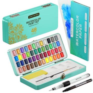 Imagem de Conjunto de pintura em aquarela ARTISTRO 48 Vivid Colors com caixa e p
