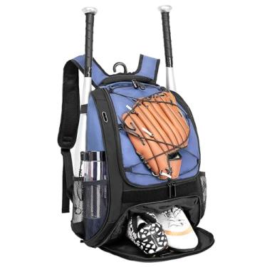 Imagem de WOLT | Mochila de Beisebol Juvenil para Equipamentos e Equipamentos de Beisebol, Softball e T-Ball, Meninos Jovens e Adultos, com Suporte para Taco, Capacete, Luva e Compartimento para Sapatos e Ganch