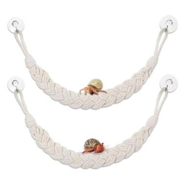 Imagem de Aysatogc 2 peças de brinquedos de escalada de caranguejo eremita acessórios corda de escalada com 4 ganchos caranguejos eremitas decoração de habitat para leopardo, lagartixa, lagartixa, cobras, sapo