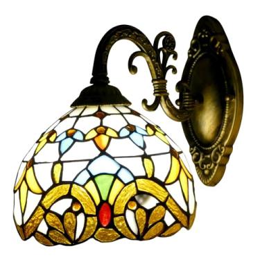 Imagem de VirtueKing Arandela de parede Tiffany bege estilo barroco lâmpada de parede de vitral industrial vintage pescoço de ganso arandelas de parede iluminação interna luminária de parede para escadas