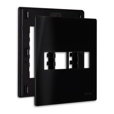 Imagem de Placa 4x4 2 Postos com Suporte Ebony Preto Infiniti Margirius, Preto