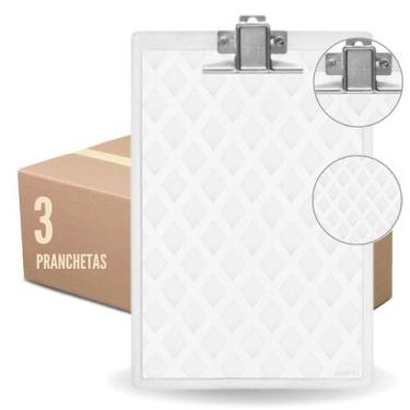 Imagem de Prancheta de Acrílico Cristal Kit Ofício Prendedor Metal Resistente pa