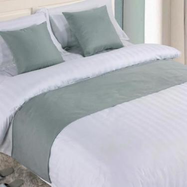 Imagem de Cachecol de corredor de cama de hotel, colchas de cor sólida, cobertas, lenços, protetor de lenços, capa protetora para quarto, hotel, decoração, Queen King, toalha de cama - cinza-3||50 x 260 cm para