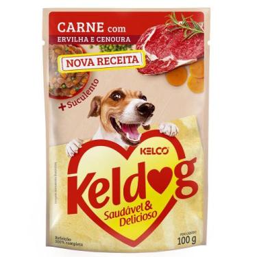 Imagem de Sachê Ração Úmida Keldog Sabor Carne Com Ervilha e Cenoura 100g