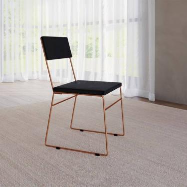 Imagem de Cadeira de Jantar Málaga Assento Veludo Preto Base Cobre