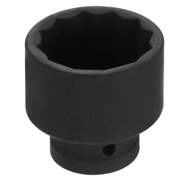 Imagem de HARFINGTON Chave de 1/5.1 cm x soquete de impacto raso de 36 mm 12 pontos métricos CR-V porca de eixo de aço flip manga flip para reparo de porcas automotivas domésticas