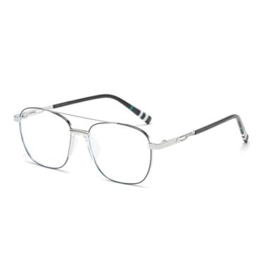 Imagem de VFDHN Armação de óculos de metal para homens com lentes substituíveis (preto e prata)