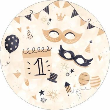 Imagem de Painel de Lona Redondo Ano Novo Aquarela - Fabrika de Festa, 120x120cm