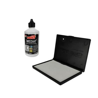 Imagem de Kit Almofada e Tinta Carimbo Imediat 100 ml Preta - Radex