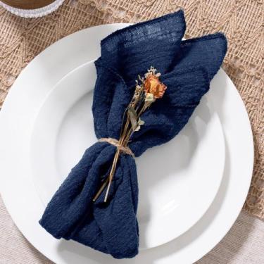Imagem de Guardanapos de pano MLMW de linho azul marinho, pacote com 10, 16,5 x 
