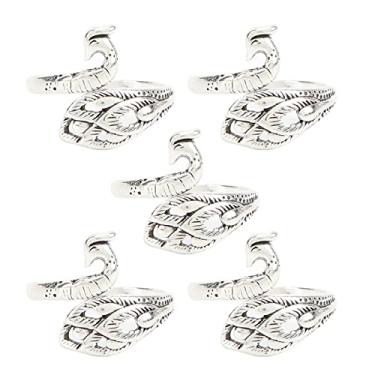 Imagem de Ymiko Anel de crochê, Anel de Tensão de crochê para a Forma de Pavão Prateado de Dedo 5pcs Anéis de de para o Dedo para Fazer de Pavão Em Loop de tricô