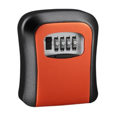 Imagem de SAFEMEET SWEET Caixa de bloqueio de chave segura para montagem na parede com proteção de senha de 4 dígitos - cofre para chaves externas (laranja)