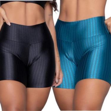 Imagem de Short Fitness Ikat New Zig 3D WLS Modas Kit Com Duas Cores Cós Alto Ro