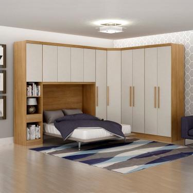 Imagem de Guarda-roupa Casal 11 Portas 6 Peças Modulado Cairo Cumaru/Cinza