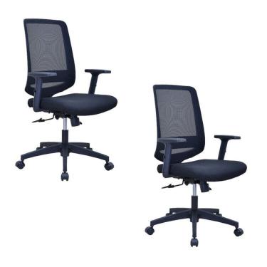 Imagem de Kit 2 Cadeiras para Escritório Diretor Giratória Shanghai com Nr17 Preto