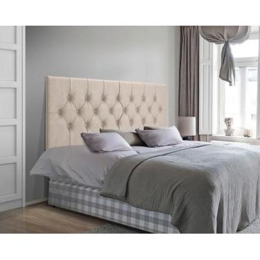 Imagem de Cabeceira Estofada Capitonê Suede Suspensa Casal 1,60 Cm Design Clássi