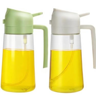 Imagem de Pulverizador de óleo para cozinhar 473 g, dispensador de azeite 2 em 1 e pulverizador de óleo - frasco de azeite de oliva de 470 ml, dispensador de óleo de vidro para cozinha, cozinha, salada