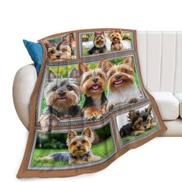 Imagem de Cobertor Yorkie Yorkshire Terrier Decor Cobertor Super Macio Flanela Leve Fofo Pelúcia Fuzzy Cobertor de Cachorro Presentes para Amantes de Cachorros Mulher Menina Crianças Meninos para Cama Sofá Cama