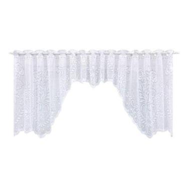 Imagem de Cortina Bando Renda Cascata Cozinha Floral 2,95x1,00 Variada - Beija F