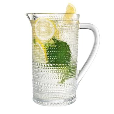 Imagem de Hobnail Jarra transparente, dispensador de bebidas, contas de vidro resistente, 2,5 litros, coquetéis, sucos, água, limonada, chá gelado, festas, geladeira diária, recipiente, leite, café gelado