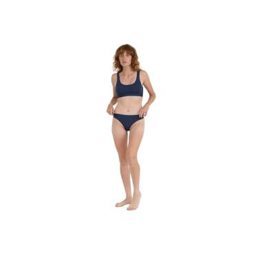 Imagem de Organic Basics Sutiã feminino de toque macio com gola redonda Lyocell, Azul-escuro, G