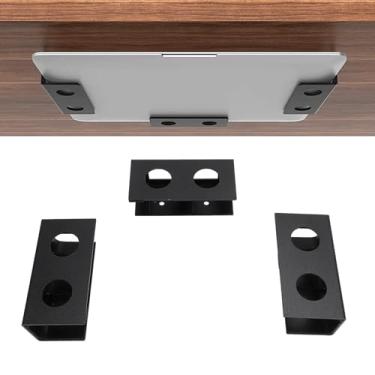 Imagem de Depisuta Sob Montagem Em Laptop, Alumínio Metal Sob a Prateleira de Mesa Com Silicone Anti -scratch, Sob Suporte de Armazenamento de Laptop para Teclados, Comprimidos (Preto)