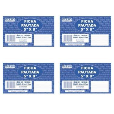 Imagem de KIT 4 fichas pautadas 5x8 100 fls São Domingos