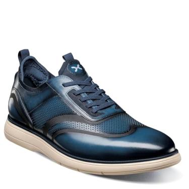 Imagem de STACY ADAMS Sapato Oxford masculino Edgewood Wingtip de renda elástica, Azul, 11 Wide