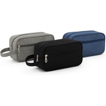 Imagem de Necessaire Viagem Masculina Feminina com 2 Compartimentos, Alça Lateral, Alta Capacidade, Compacta, Resistente, Ideal para Banheiro, Cosméticos, Higiene Pessoal e Organizador de Mala (Azul)