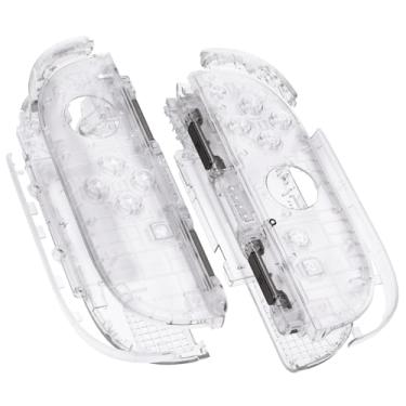 Imagem de eXtremeRate DIY Replacement Shell Buttons for Joycon 2, Custom Full Set Housing Case + Decorative Strips + Middle Bracket + Buttons + Tools for Nintendo Switch 2 Controller - Deluxe Version - Clear