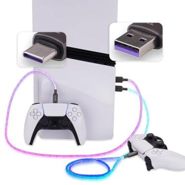 Imagem de PlayVital 6.56FT Illuminated Charging Cable for ps5 Controller, USB Type C Charging Cord for Xbox Core/Elite Series 2 / Switch 2 Pro Controller 2-Pack