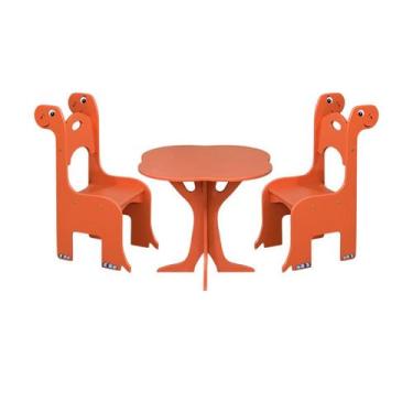 Imagem de Mesa 2 Cadeiras Dino Infantil MDF Segura Criança Brincar - Conjunto In