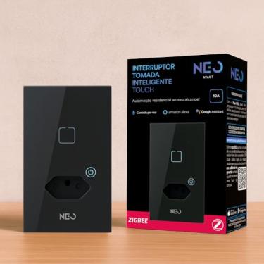 Imagem de Avant Neo Interruptor Inteligente Preto 1 Botão Smart Touch Tomada Bivolt, Hub Zigbee Compatível com Alexa, Google Home e Tuya, Neutro Paralelo Virtual