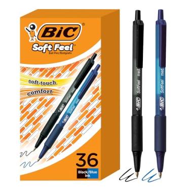 Imagem de BIC caneta esferográfica retrátil, ponta média (1,0 mm), preta e azul, 100 unidades + presente – planejador de produtividade – alcance seus sonhos!, Assorted