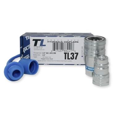 Imagem de TL37 1/2" NPT Thread Ag Quick Connect Hydraulic Poppet Style Coupler Coupling 1/2" Body Size Tractor Bobcat Skid Steer Carregadores com tampas de poeira