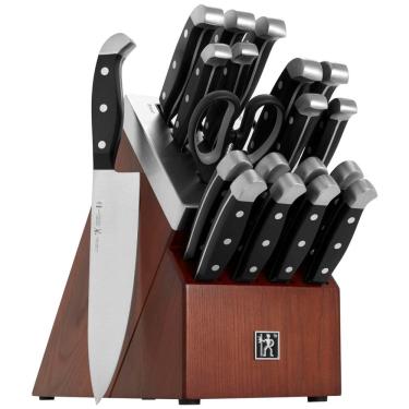 Imagem de Conjunto de Facas em Aço Inoxidável com Afiador Embutido e Bloco de Bancada Peças, HENCKELS 20 pc, Marrom