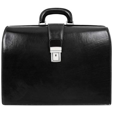 Imagem de Bolsa Maleta de Couro Masculina para Laptop, TIME RESISTANCE, Preto
