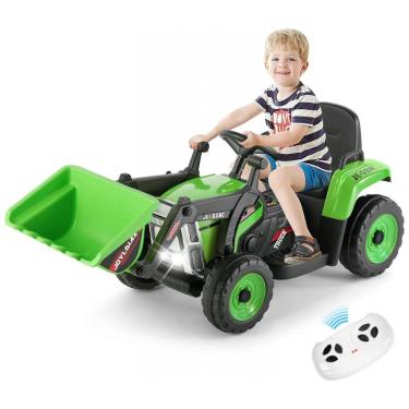 Imagem de Escavadeira Elétrica Infantil a Bateria 12V com Controle Remoto 2.4 GHz, 3 Velocidades, Música e Luz LED, JOYLDIAS, Verde