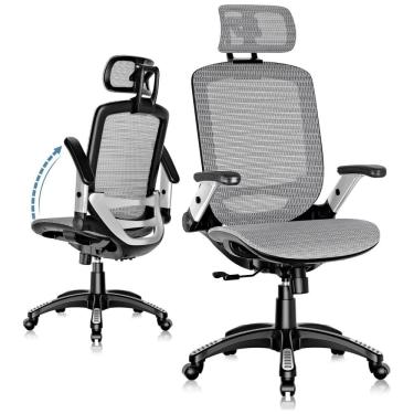 Imagem de Cadeira de Escritório Ajustável Ergonômica Giratória, GABRYLLY, Cinza