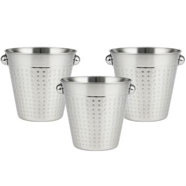 Imagem de Balde de Gelo Prata Inox Design Martelado Elegante Moderno, Ideal para Bar e Decoração Festas. (3)
