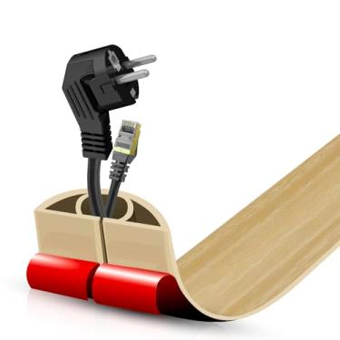 Imagem de Escondedor autoadesivo para cabo de chão, gerenciamento de cabos de 9 m, protetor de faixa de extensão para fios, evita viagens de cabos para escritórios, academias, exposições. Cavidade: 1,2 cm (L) x