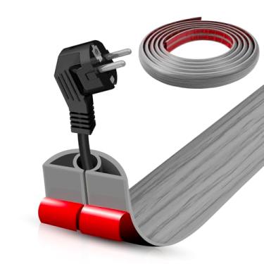 Imagem de Capa de cabo de piso autoadesiva, gerenciamento de cabos de 3 m, protetor de extensão para fios, evita viagens de cabos para escritórios, academias, exposições. Cavidade: 0,8 cm (L) x 0,7 cm (A