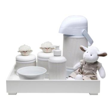 Imagem de Kit Higiene Toys Claro Carneirinho Bege Quarto Bebê - Potinho de mel