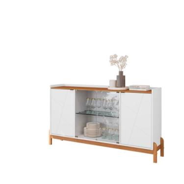 Imagem de Buffet Bari Com Porta De Vidro 1,70 - JM3 Móveis,  Branco/Cedro