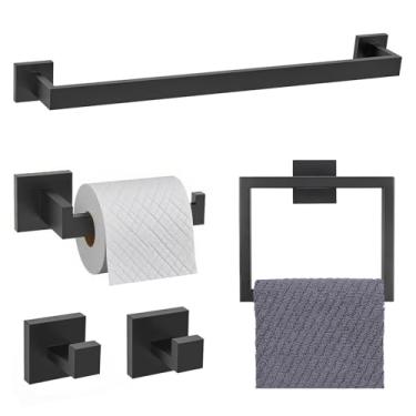 Imagem de Conjunto de 5 peças de acessórios de banheiro, conjunto de barra de toalha de banho de aço inoxidável S304, barra de toalha, toalheiros para banheiro, suporte de papel higiênico, ganchos de toalha de
